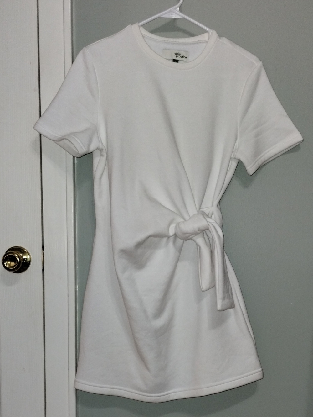 Anthropologie Daily Practice White Knot-Front Short Sleeve Dress